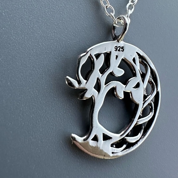 Sterling Silver Tree of Life and Moon Necklace - Picture 9 of 11
